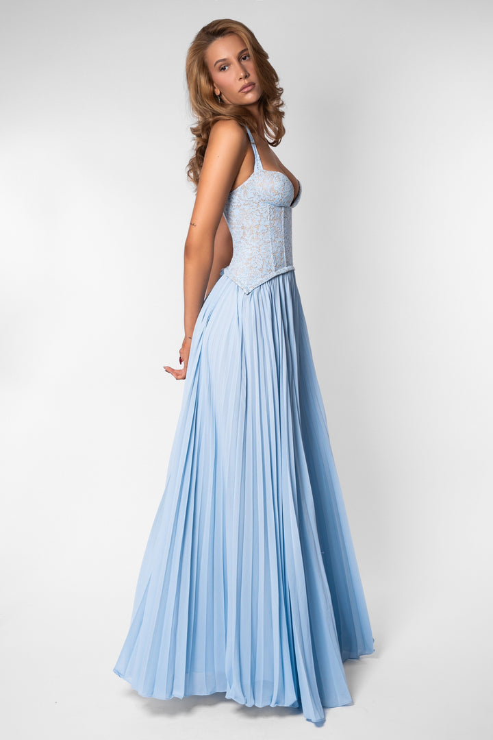 Zara | Sweetheart Lace Splicing Pleated Maxi Dress