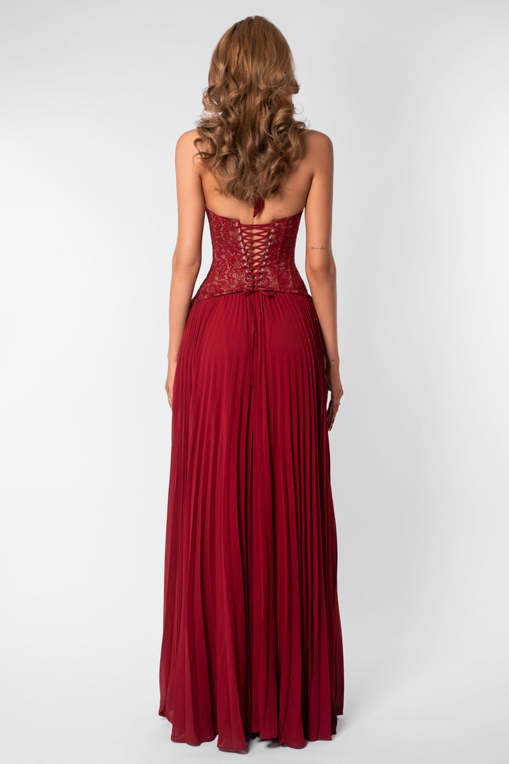 Zara | Sweetheart Lace Splicing Pleated Maxi Dress