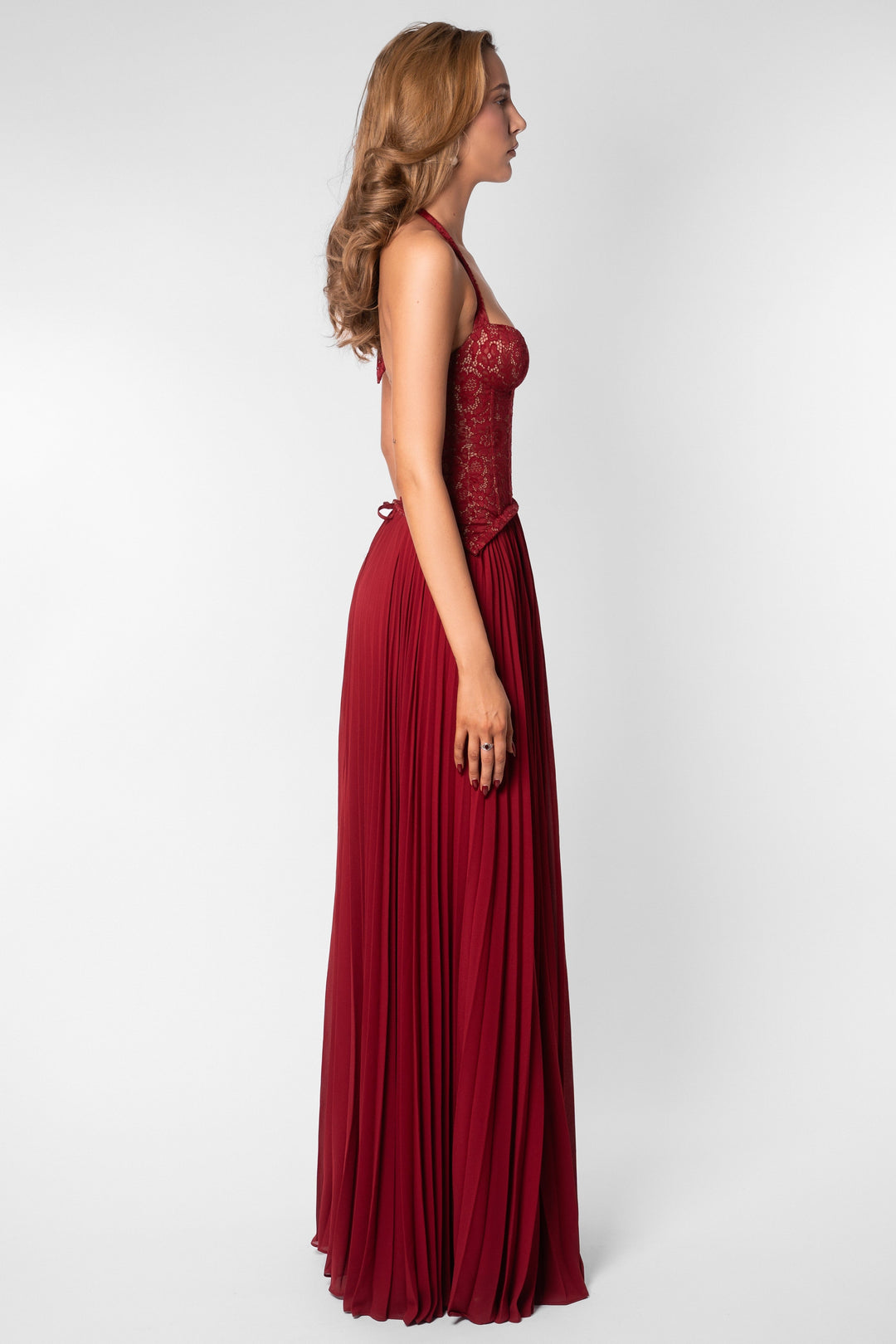 Zara | Sweetheart Lace Splicing Pleated Maxi Dress