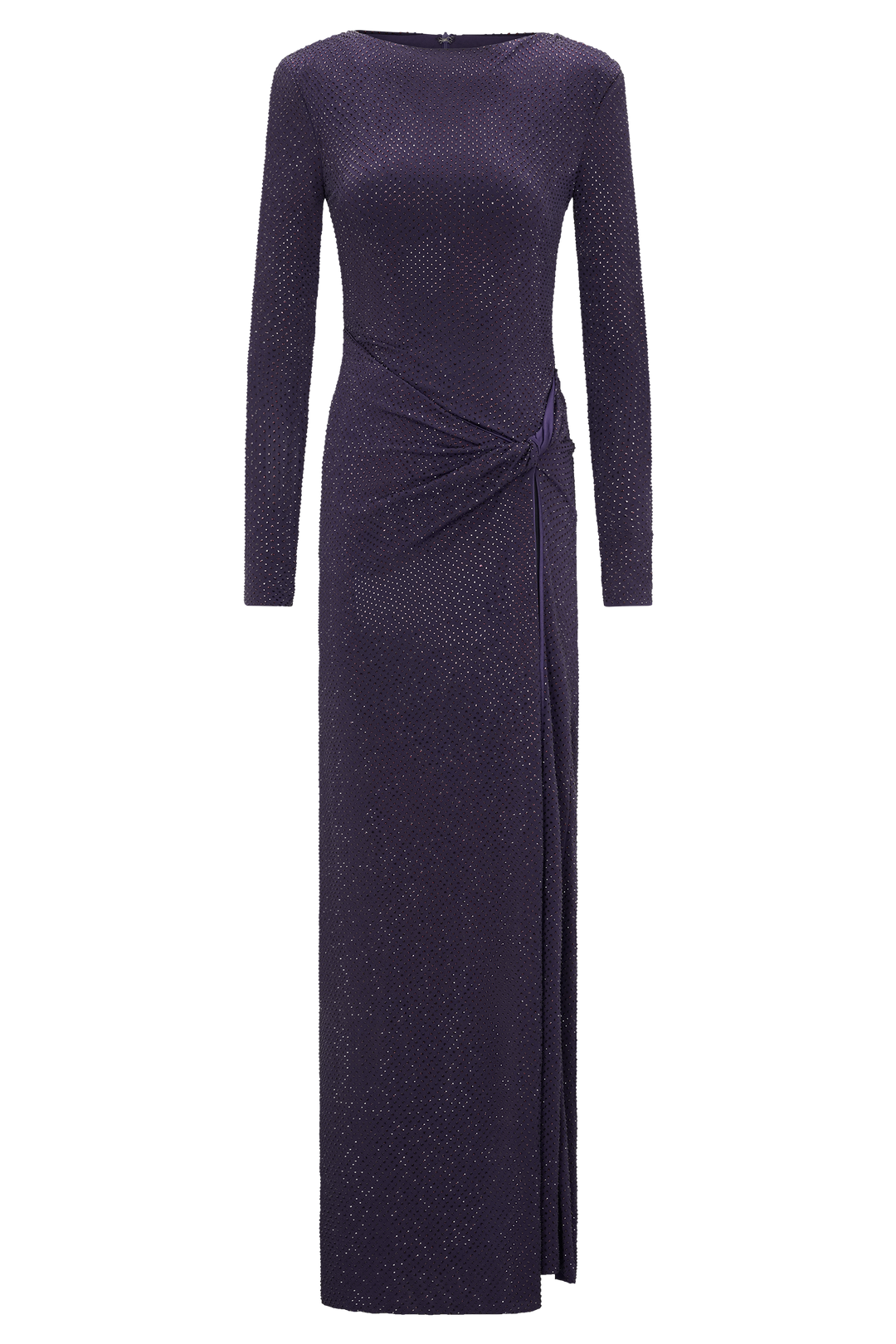 Stellan | Rhinestone Long Sleeve Slit Maxi Dress