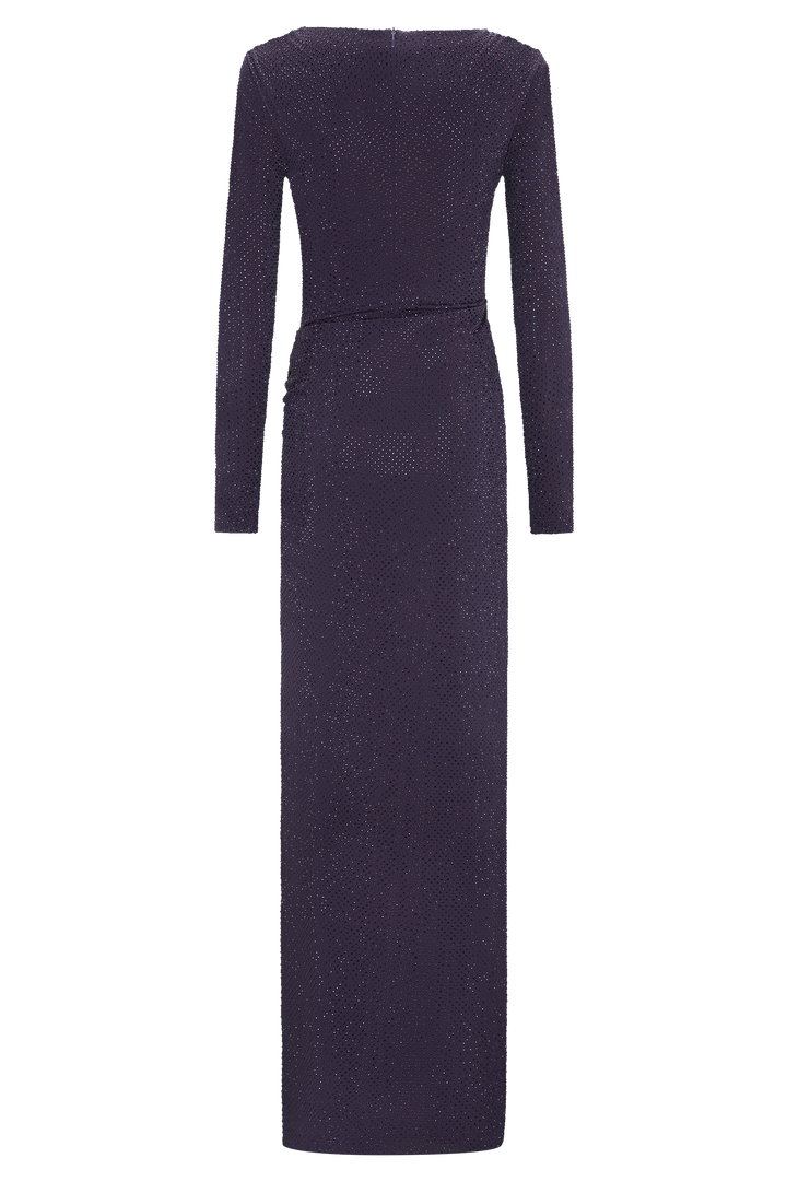 Stellan | Rhinestone Long Sleeve Slit Maxi Dress