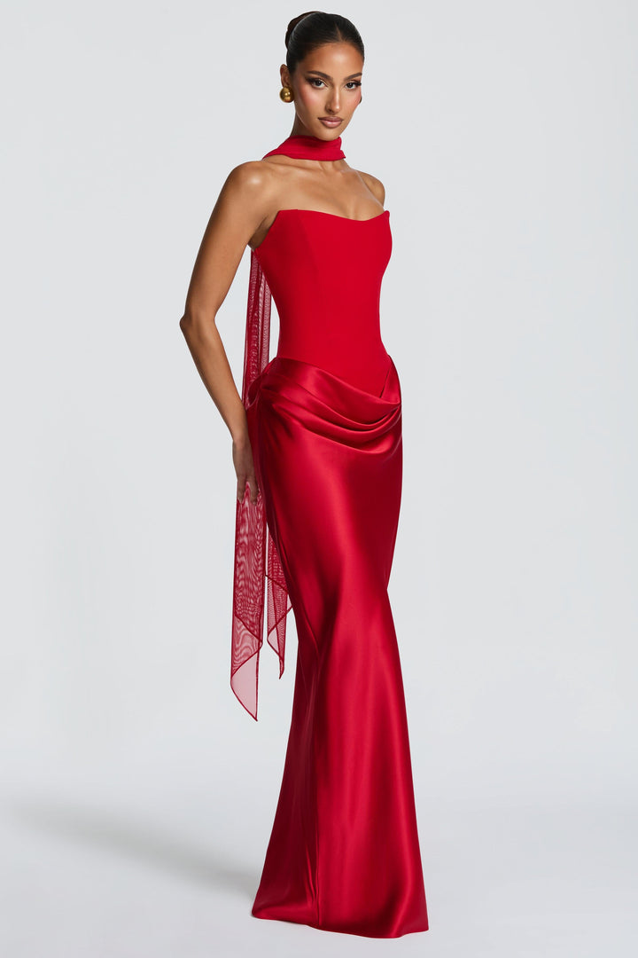 Lena | Satin-Look Tie-Up Maxi Dress