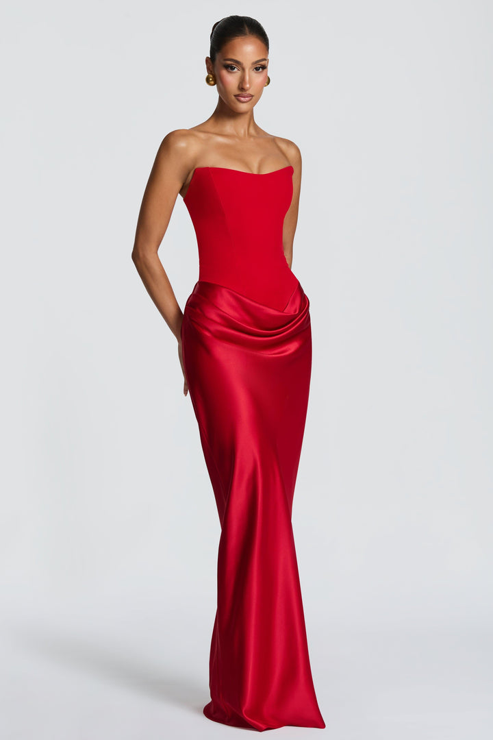Seraphina | Satin Tie-Up Maxi Dress