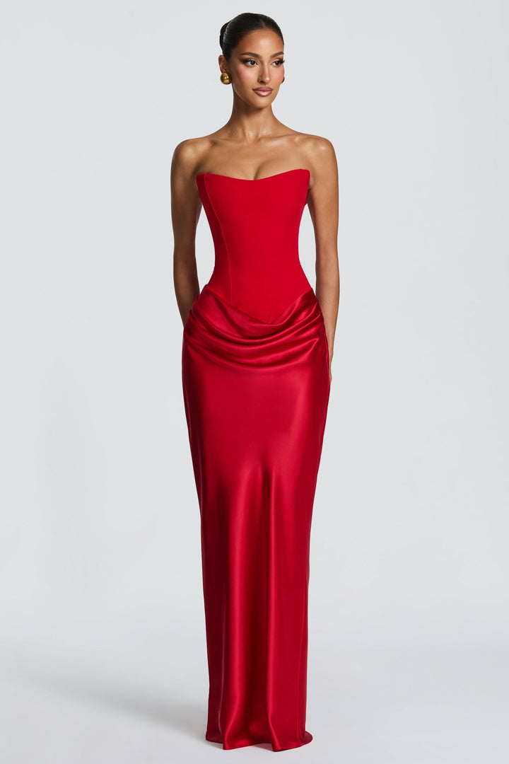 Seraphina | Satin Tie-Up Maxi Dress