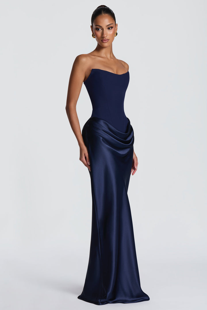 Lena | Satin-Look Tie-Up Maxi Dress