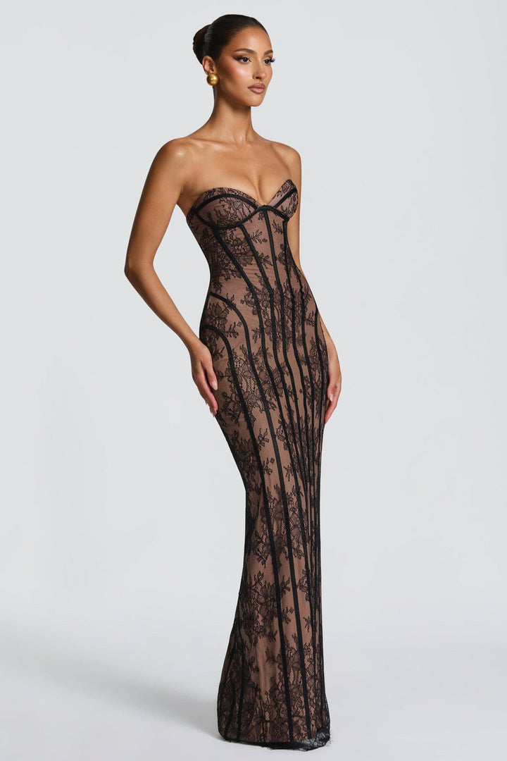 Kira | Off-Shoulder Lace Sweetheart Maxi Dress