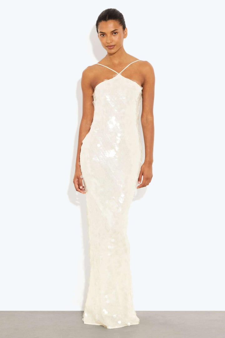 Rosa | Sequin Halter Neck Sleeveless Maxi Dress