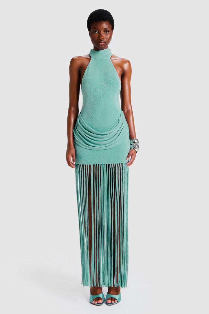 Halina | Tassel Halter Neck Maxi Dress