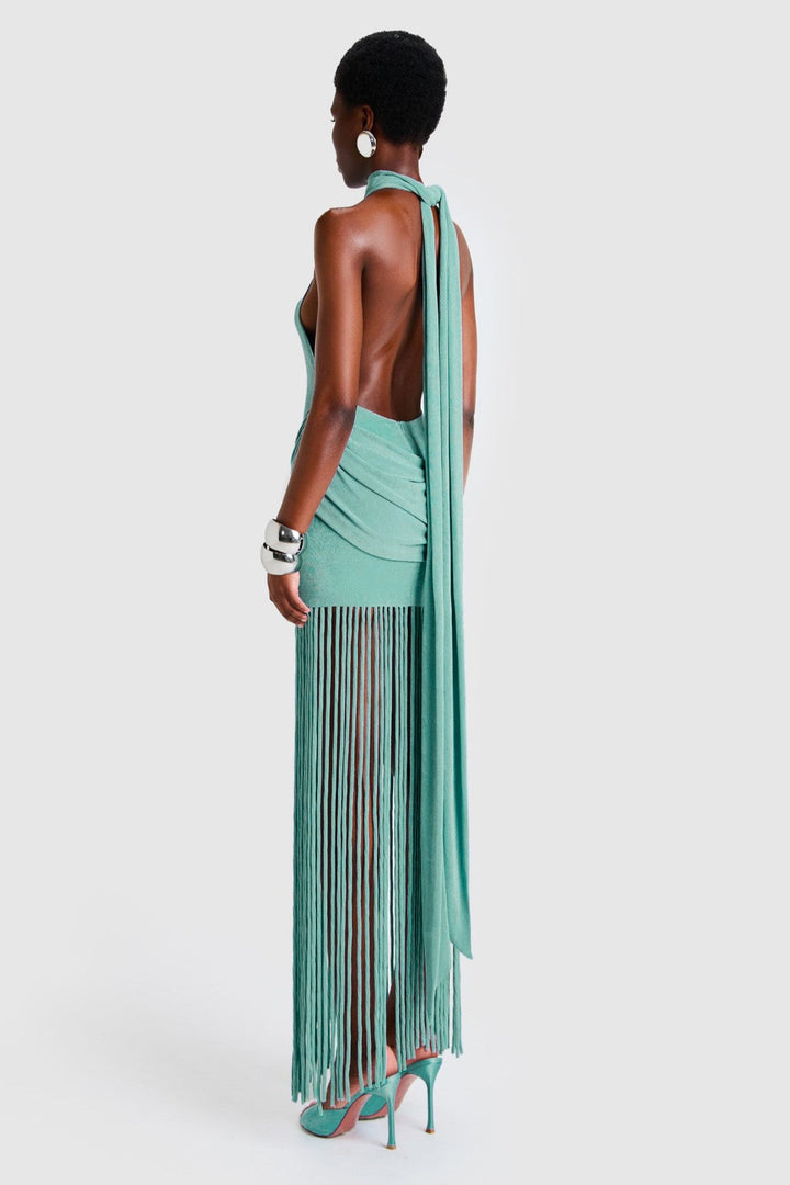 Halina | Tassel Halter Neck Maxi Dress