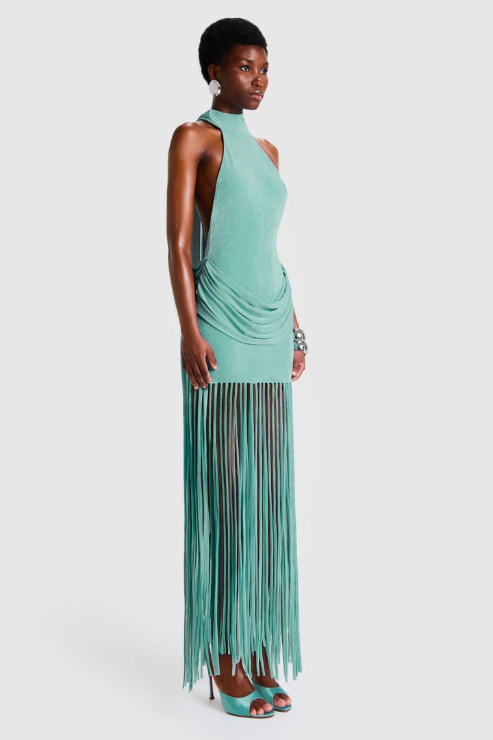 Halina | Tassel Halter Neck Maxi Dress