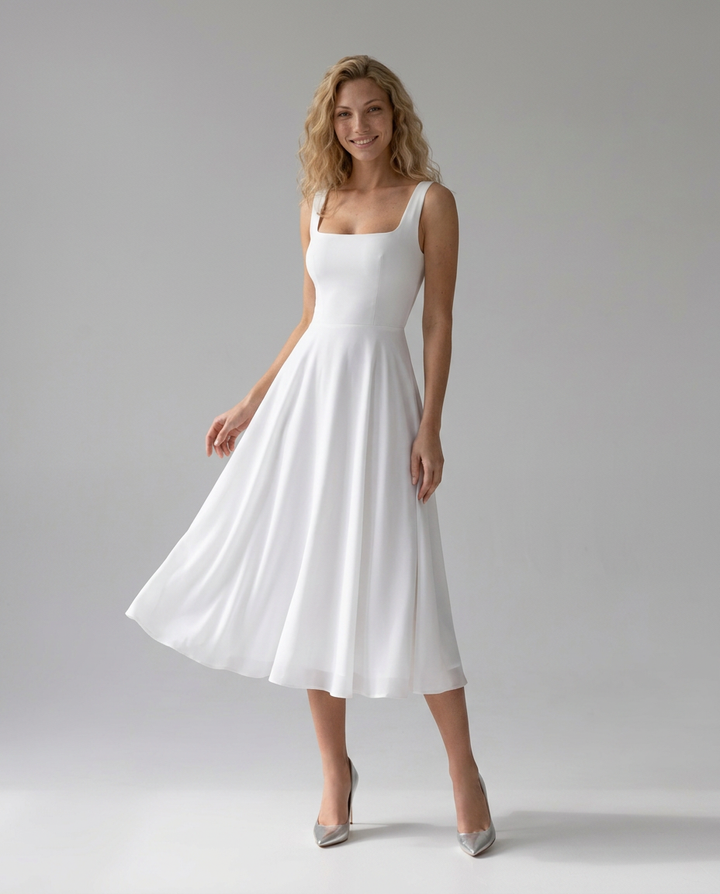 Marie | A-Line Midi Summer Wedding Guest Dress