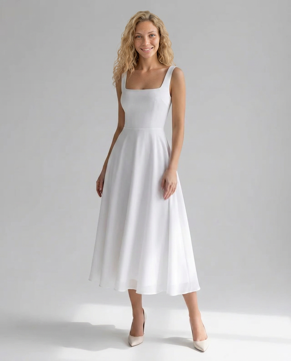 Marie | A-Line Midi Summer Wedding Guest Dress