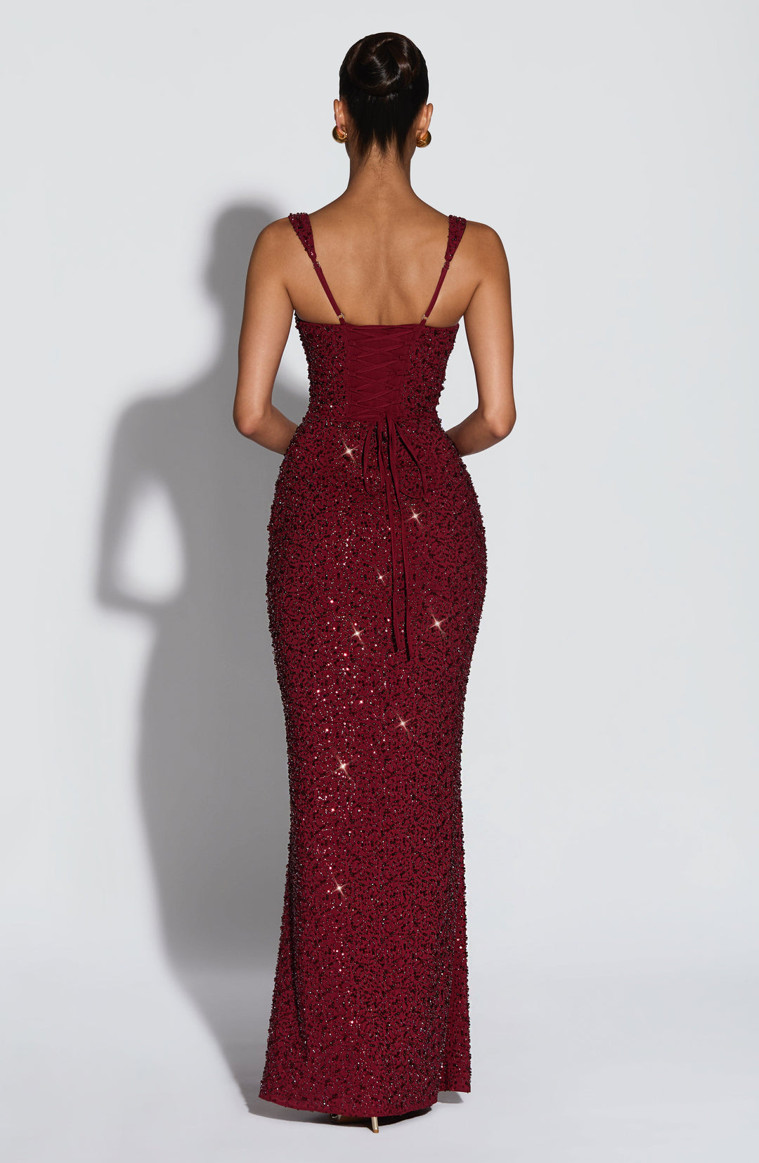 Cleo | Sequin Tie-Up Square Neck Maxi Dress