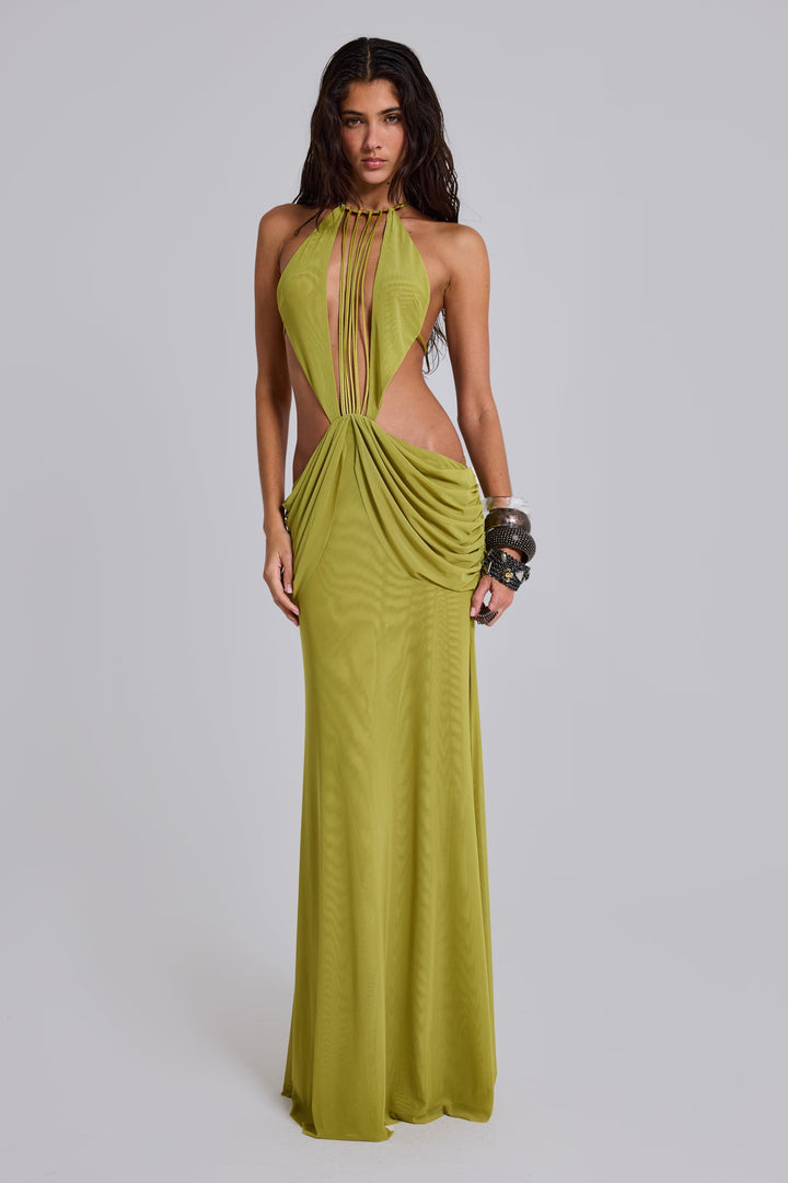 Beatrix | Mesh Cut-Out Backless Maxi Dress