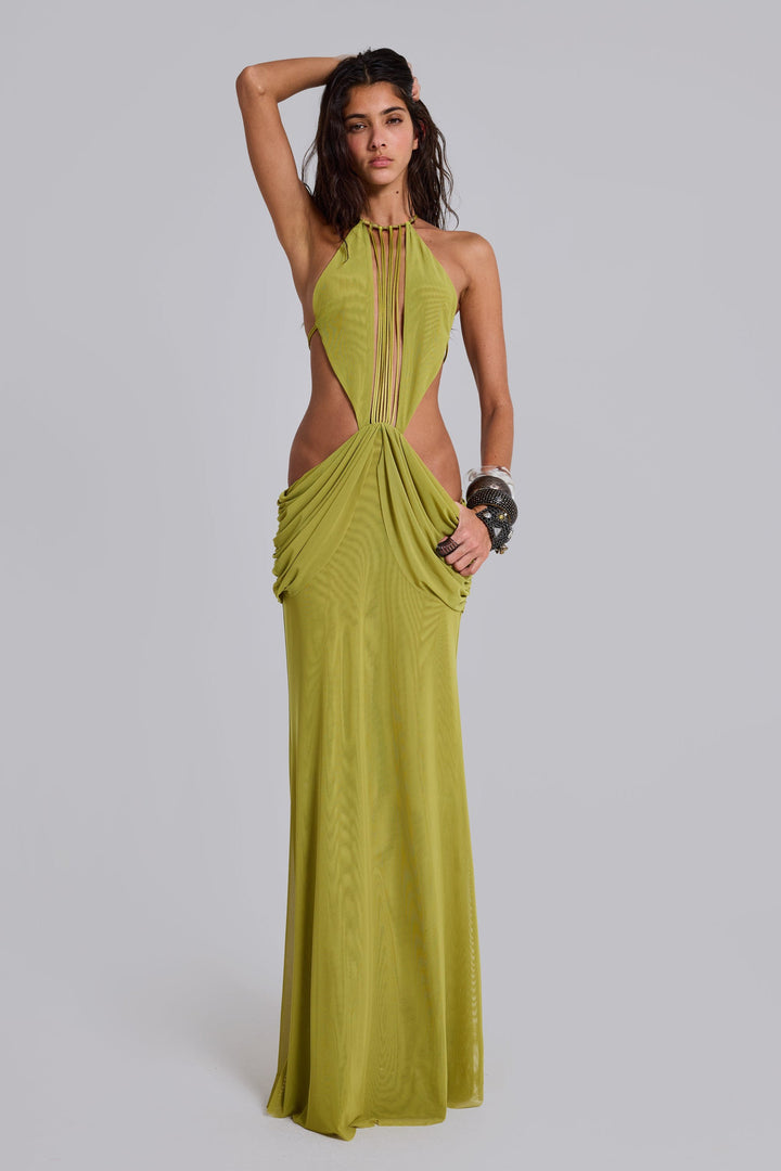 Beatrix | Mesh Cut-Out Backless Maxi Dress