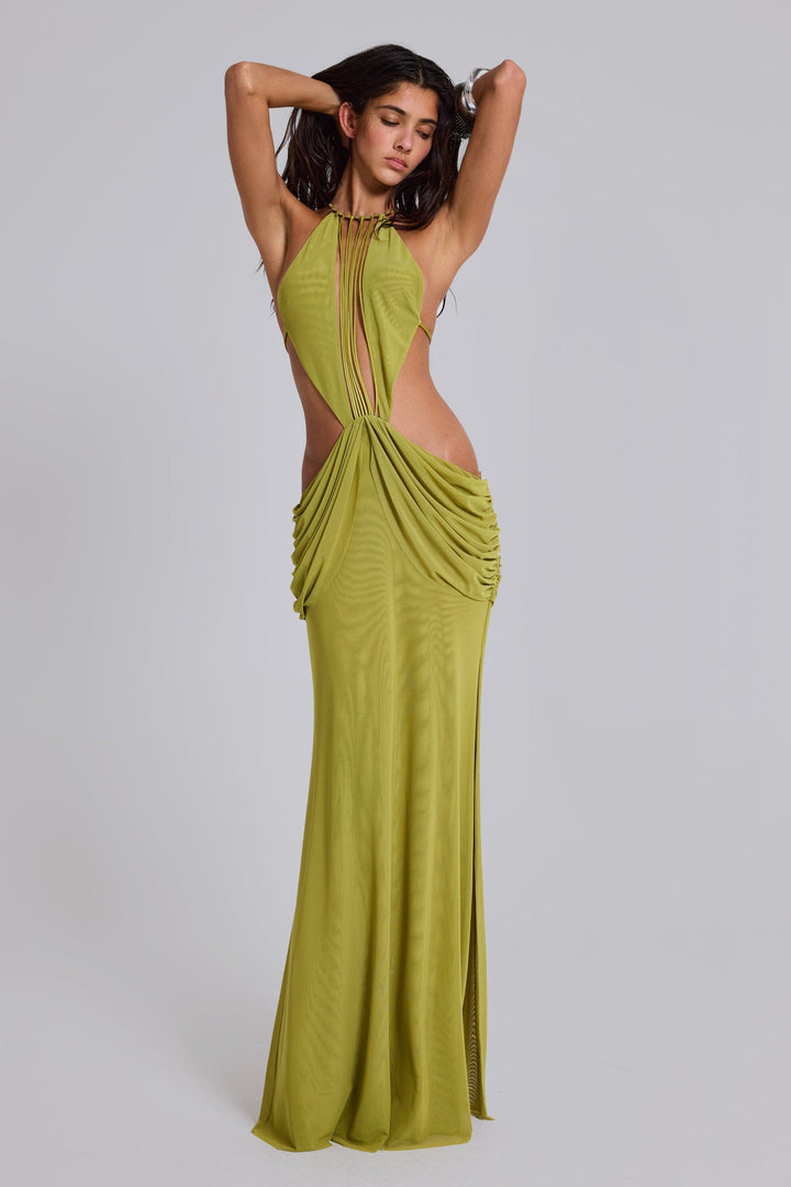 Beatrix | Mesh Cut-Out Backless Maxi Dress