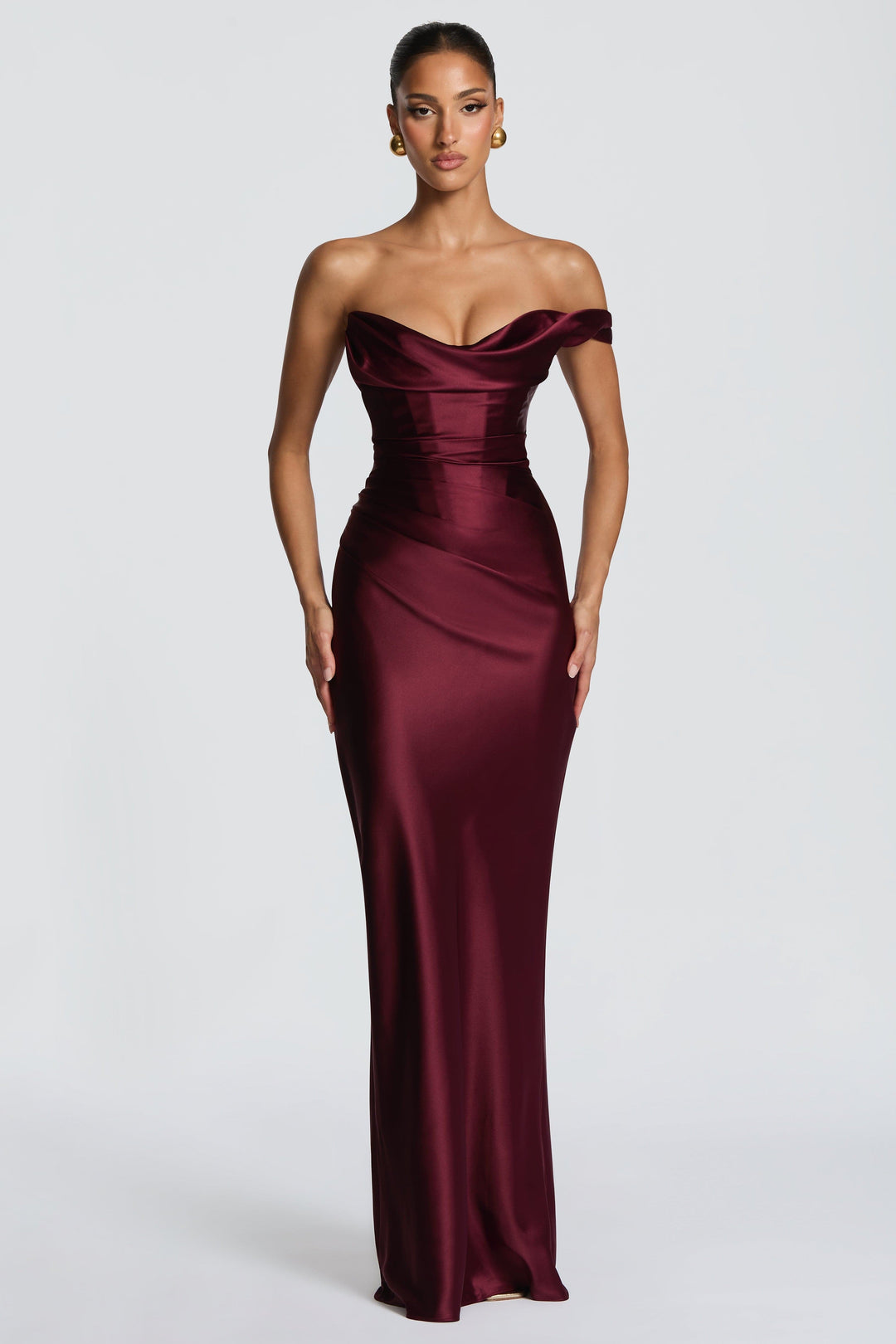 Delphine | Satin Corset Lace-Up Maxi Dress