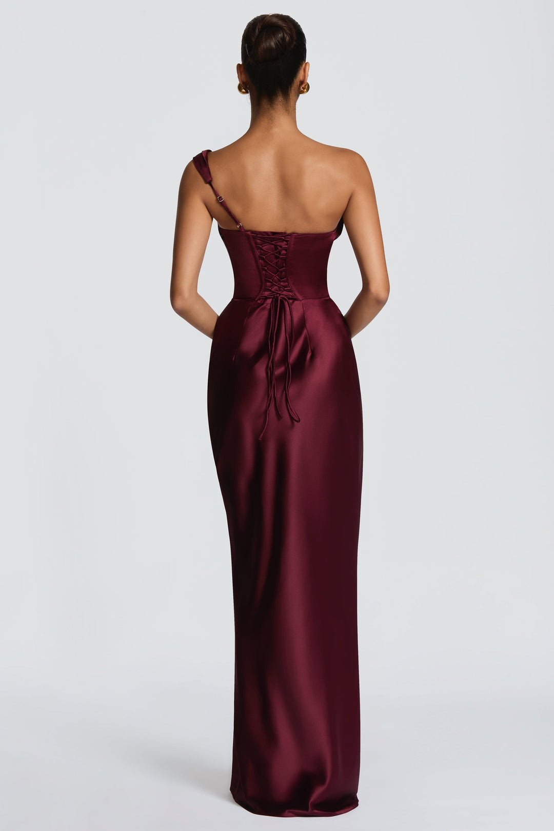 Delphine | Satin Corset Lace-Up Maxi Dress