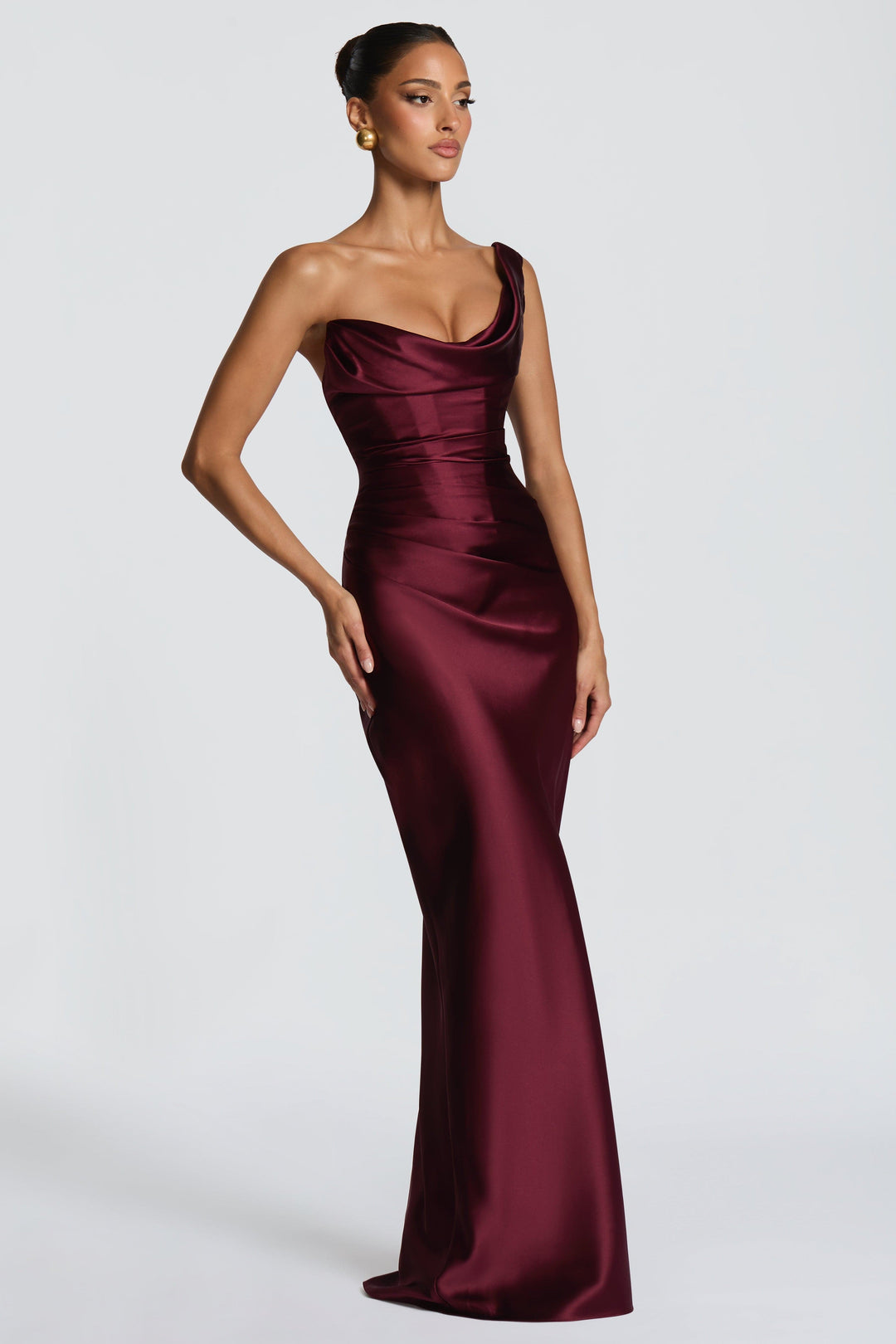 Delphine | Satin Corset Lace-Up Maxi Dress