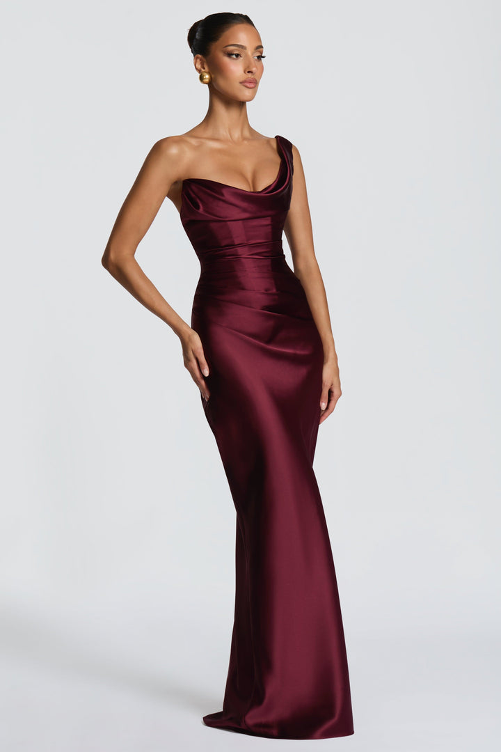 Delphine | Satin Corset Lace-Up Maxi Dress