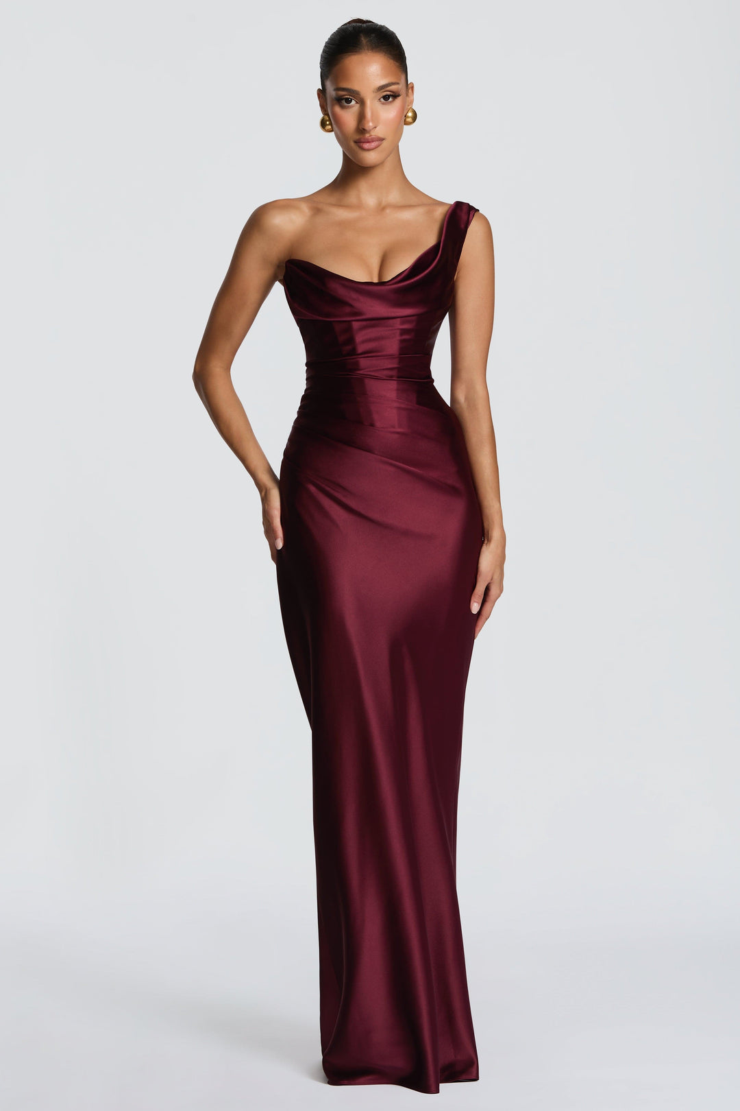 Delphine | Satin Corset Lace-Up Maxi Dress