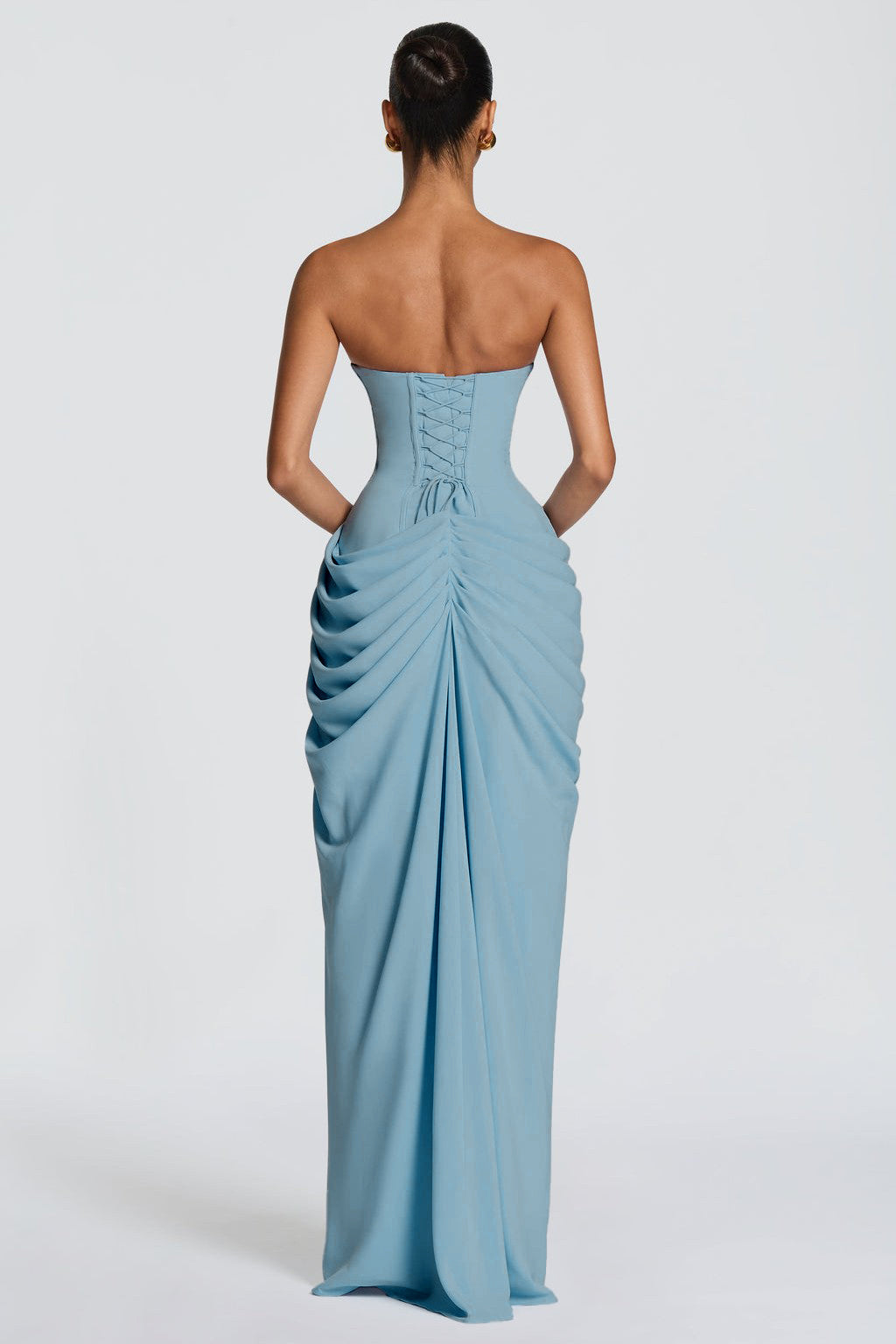 Cosette | Strapless Gathered Corset Maxi Dress