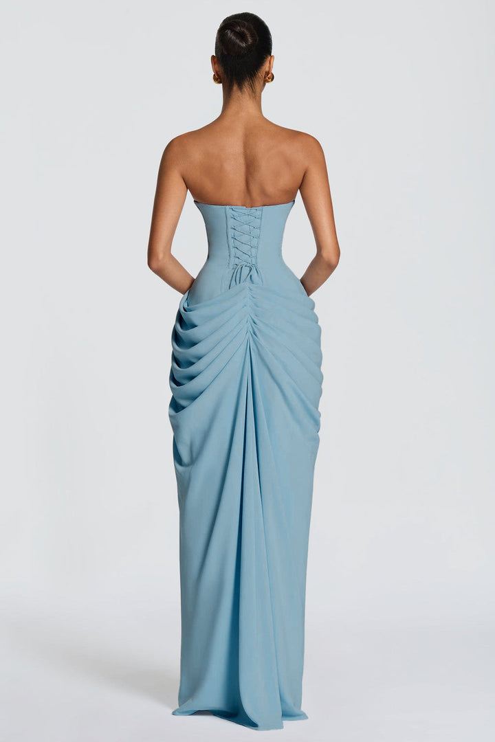 Cosette | Strapless Gathered Corset Maxi Dress