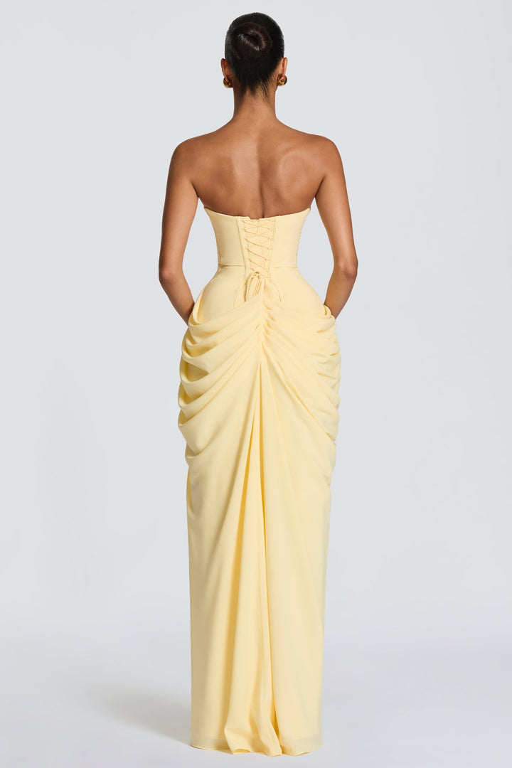 Cosette | Strapless Gathered Corset Maxi Dress