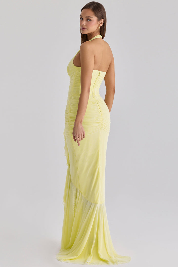 Talia | Mesh Corset Frill Maxi Dress