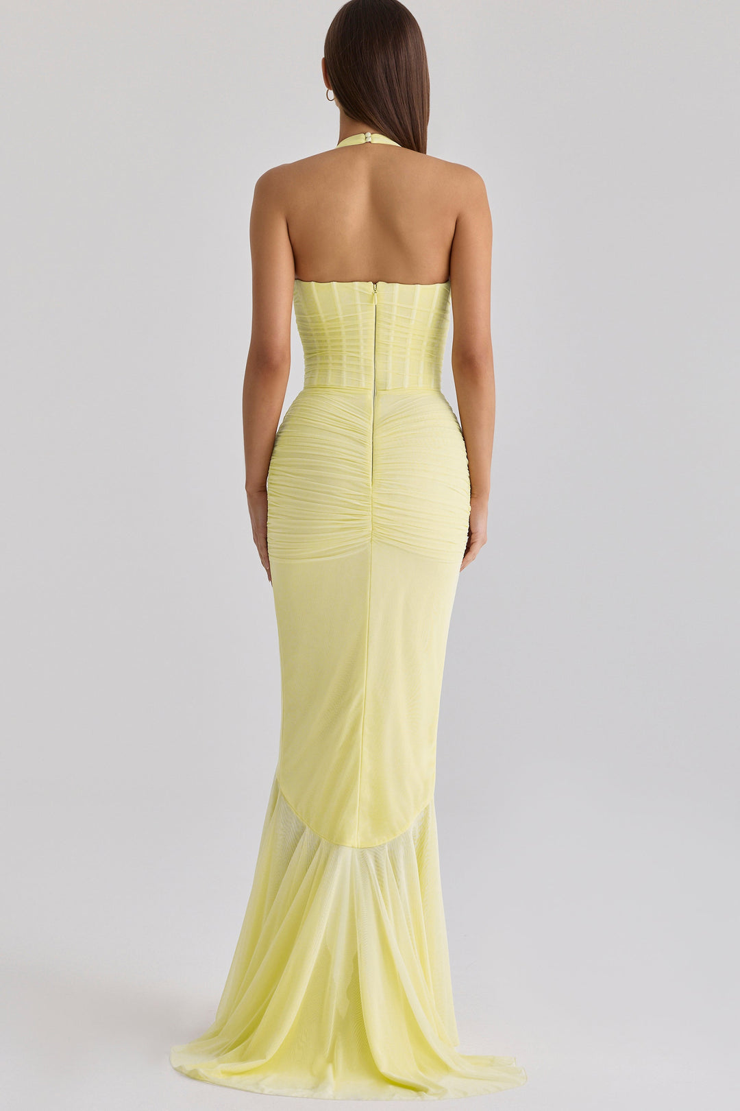 Talia | Mesh Corset Frill Maxi Dress