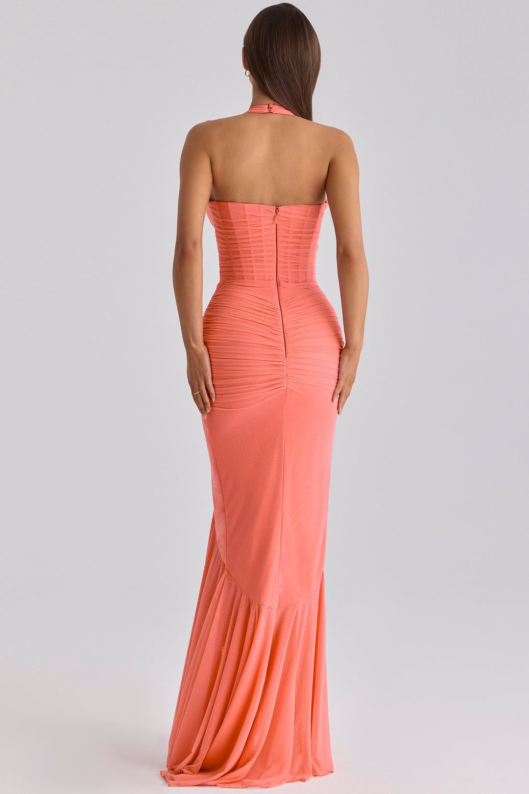 Talia | Mesh Corset Frill Maxi Dress