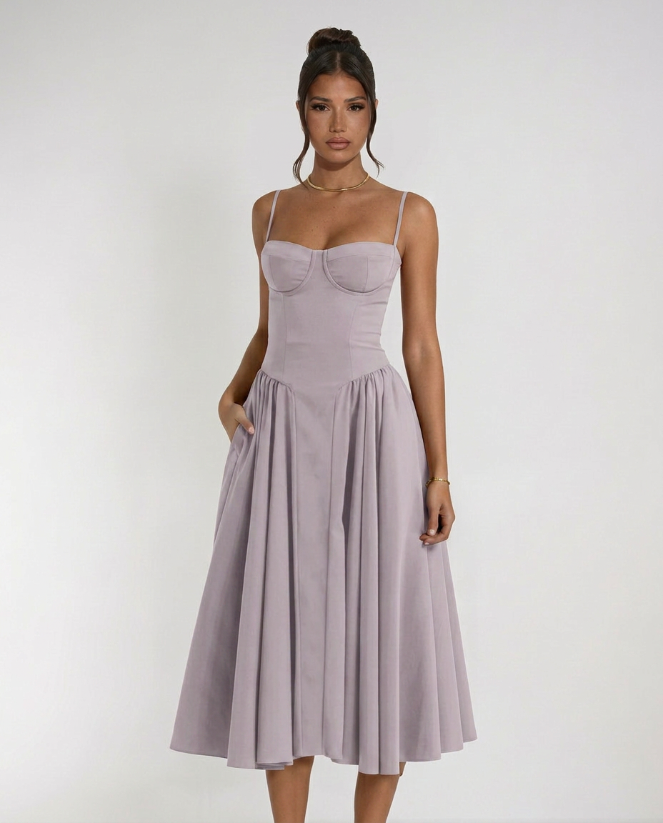 Odette | Corset Midi Cocktail Dress