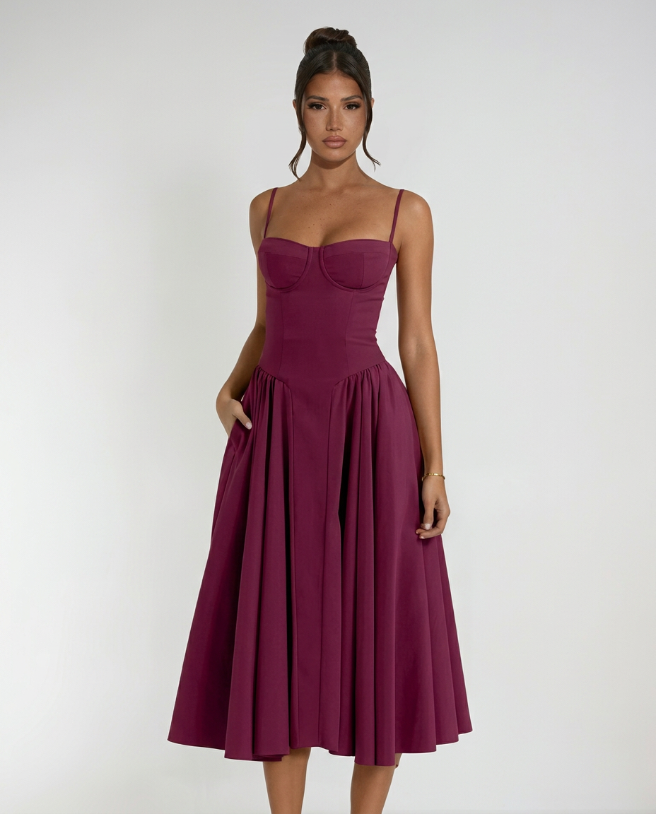 Odette | Corset Midi Cocktail Dress