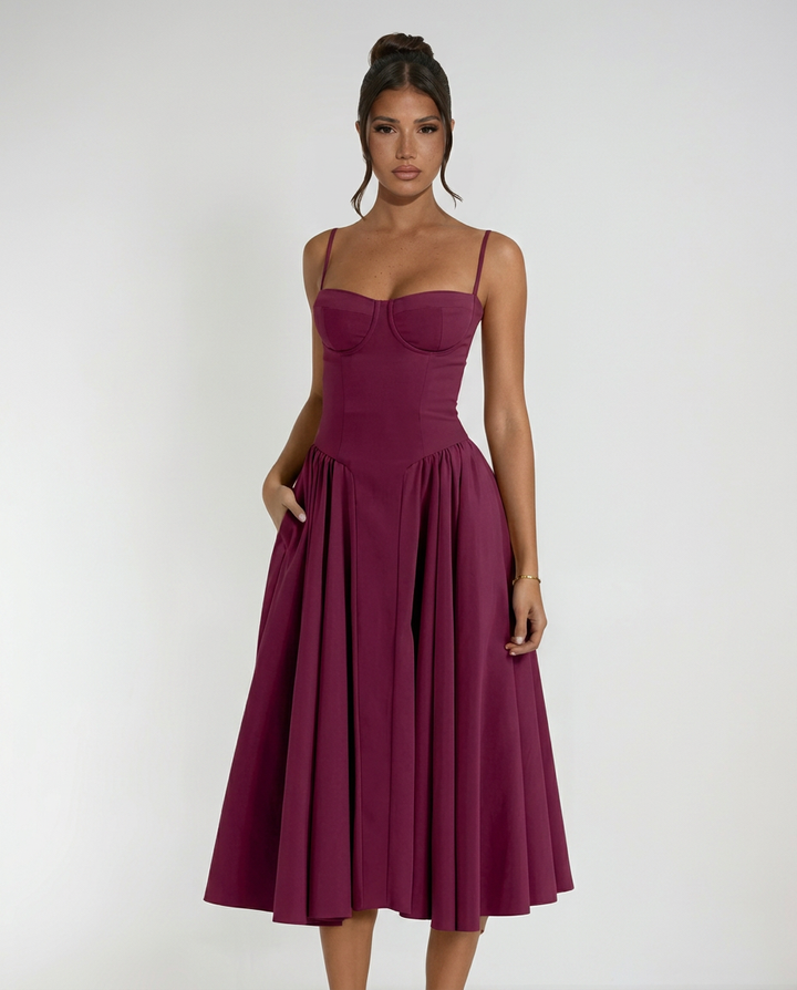 Odette | Corset Midi Cocktail Dress