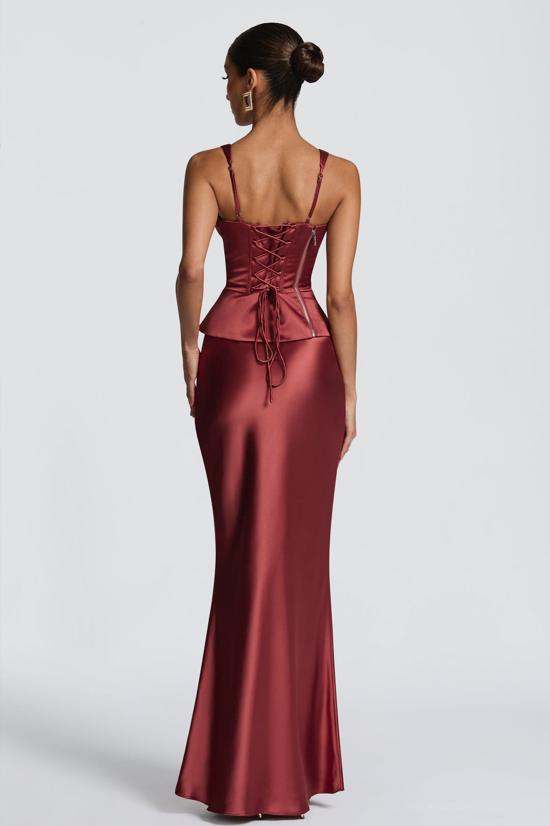 Fleur | Satin Pleated V-Neck Maxi Skirt Set