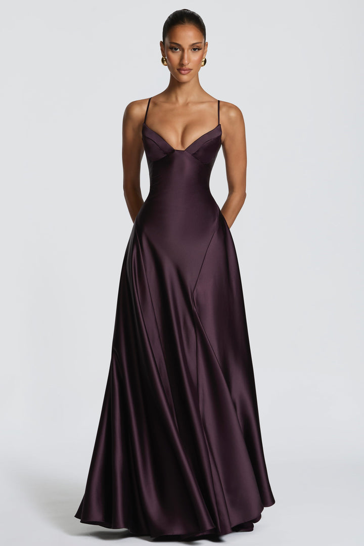 Darya | Satin Tie-Up Slip Maxi Dress