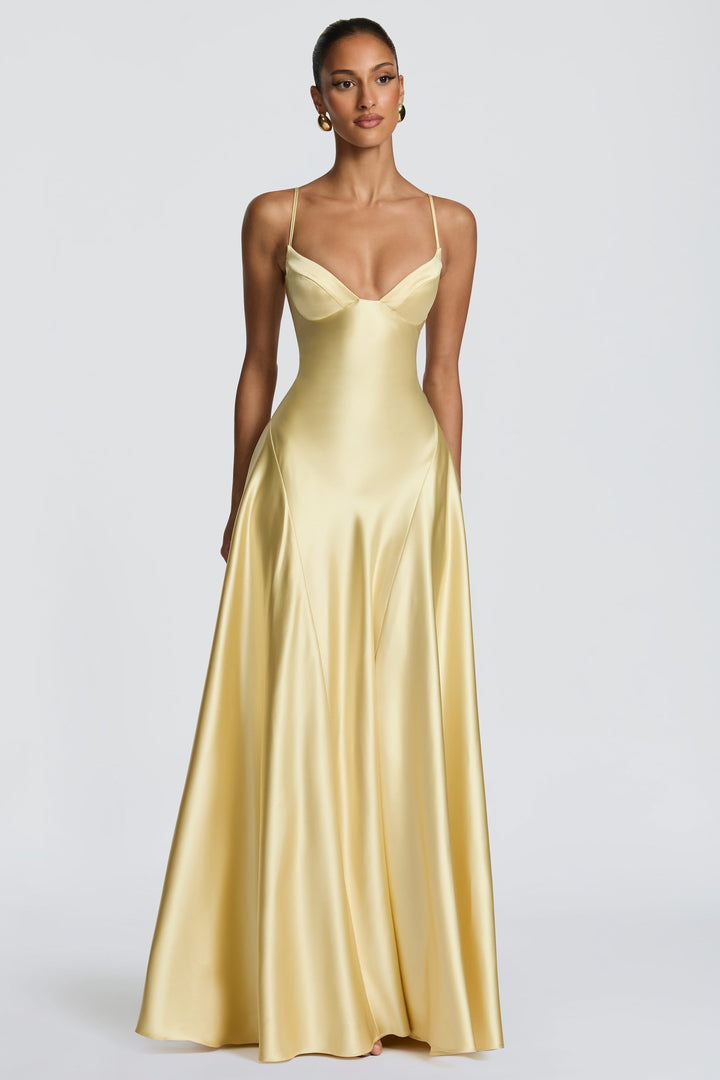 Darya | Satin Tie-Up Slip Maxi Dress