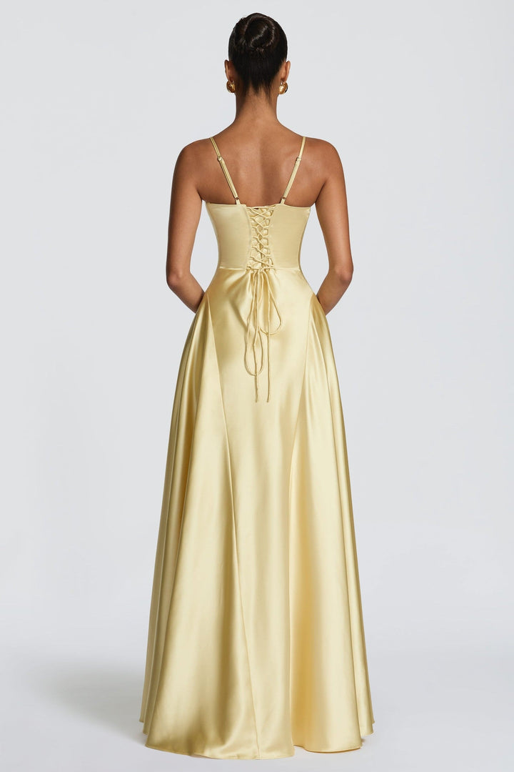 Darya | Satin Tie-Up Slip Maxi Dress