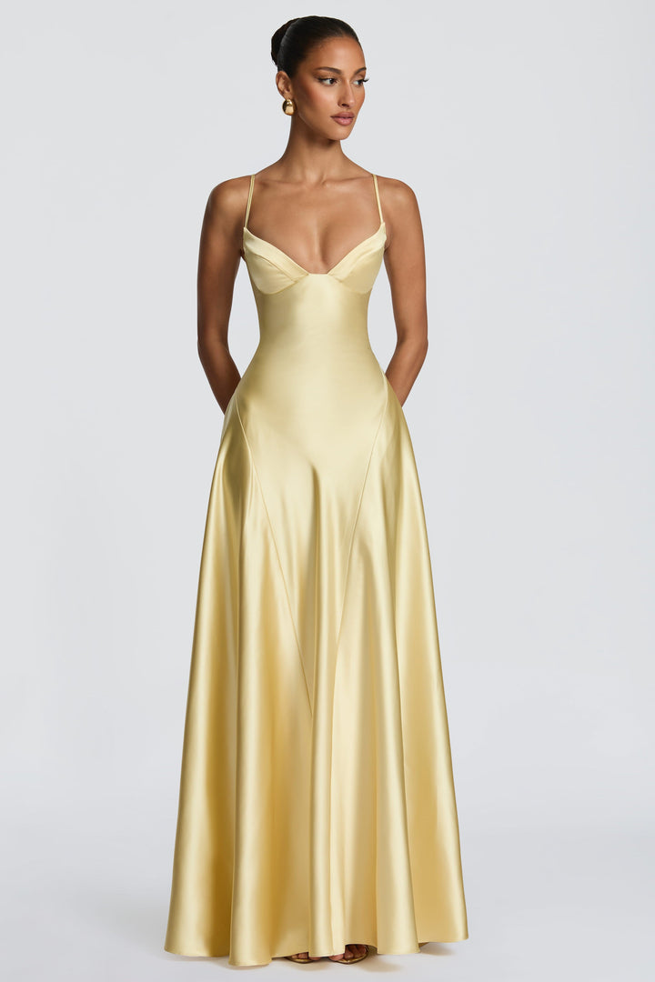 Darya | Satin Tie-Up Slip Maxi Dress
