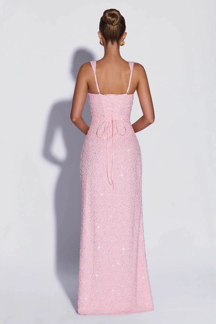 Paige | Sequin Tie-Up Sleeveless Maxi Dress