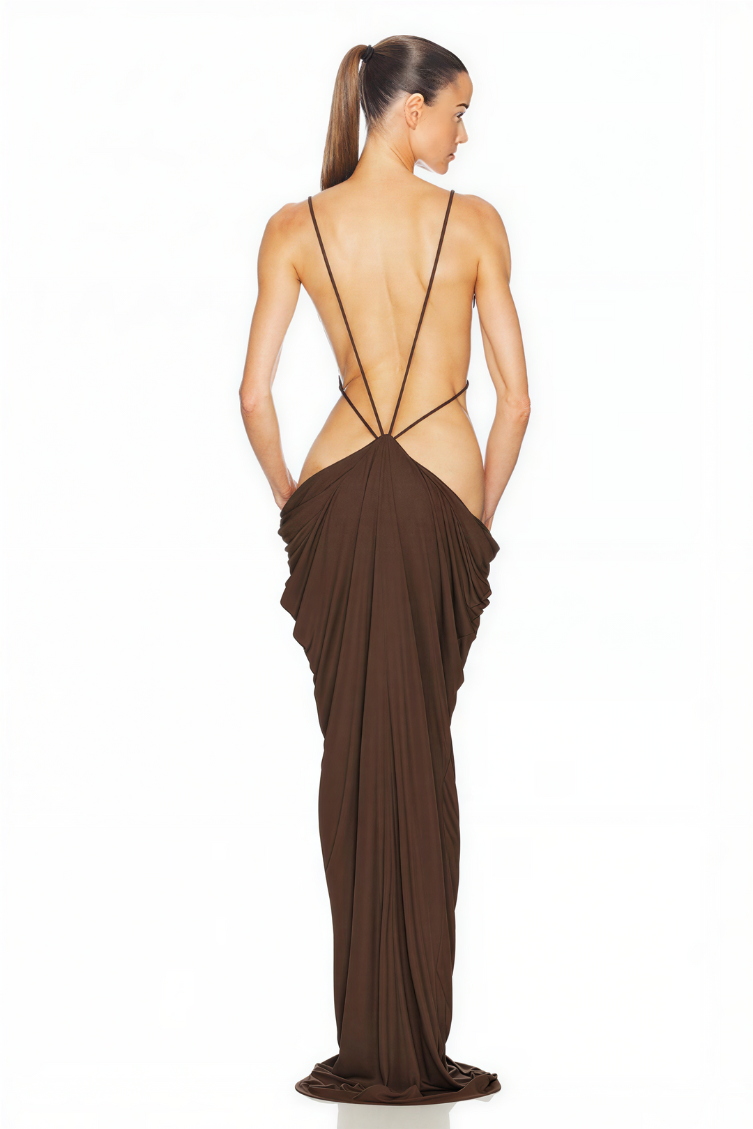 Sarenne | Sleeveless Backless Stretch Jersey Maxi Dress