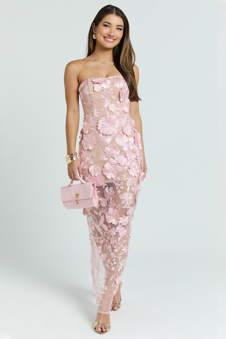 Vera | Embroidered Off-Shoulder Slit Midi Dress