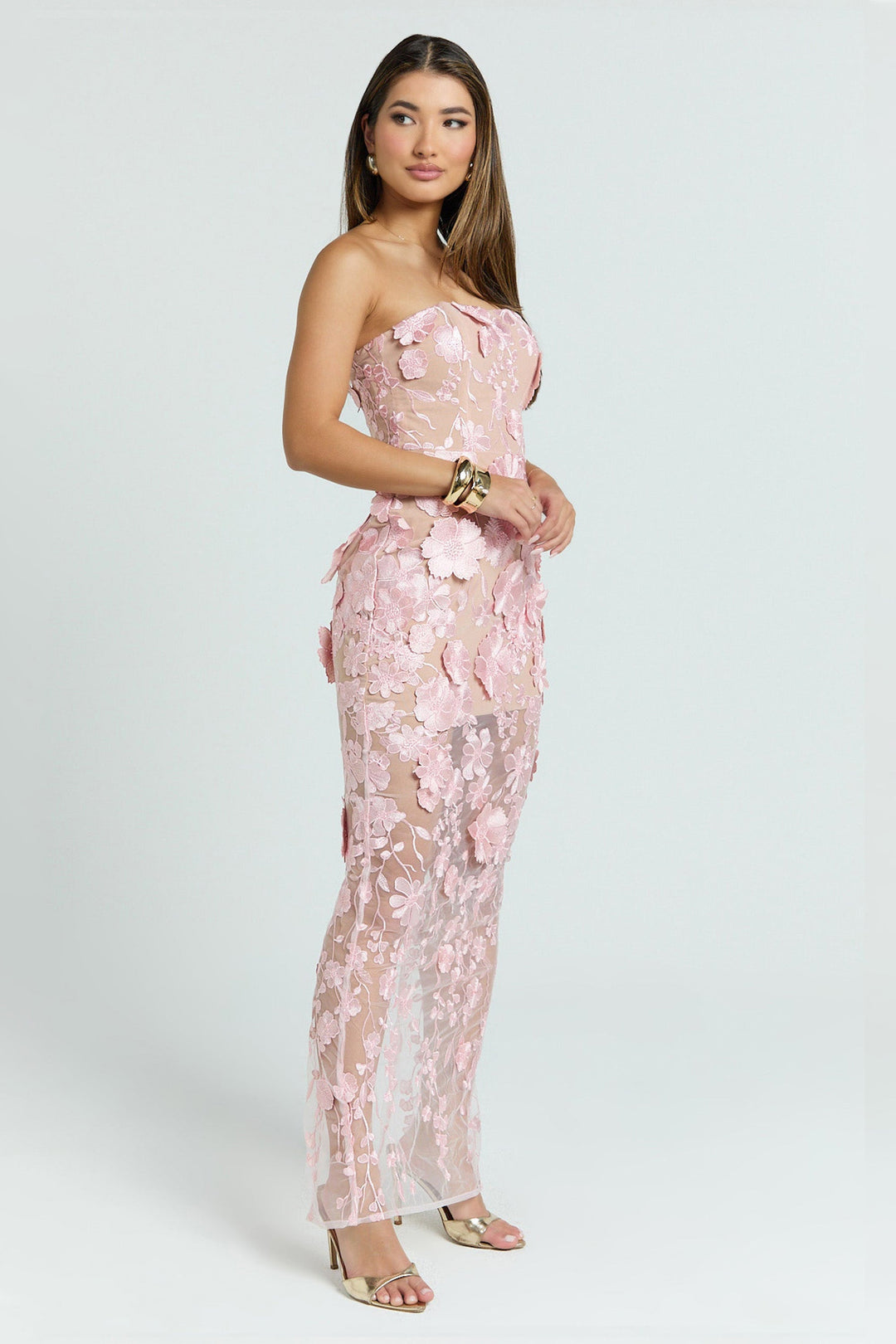 Vera | Embroidered Off-Shoulder Slit Midi Dress