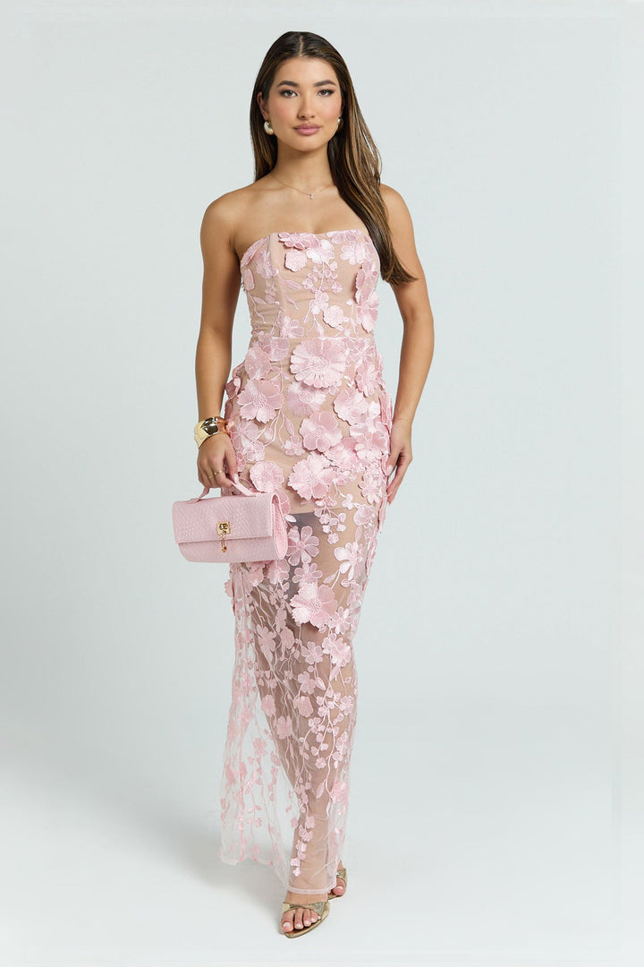 Vera | Embroidered Off-Shoulder Slit Midi Dress