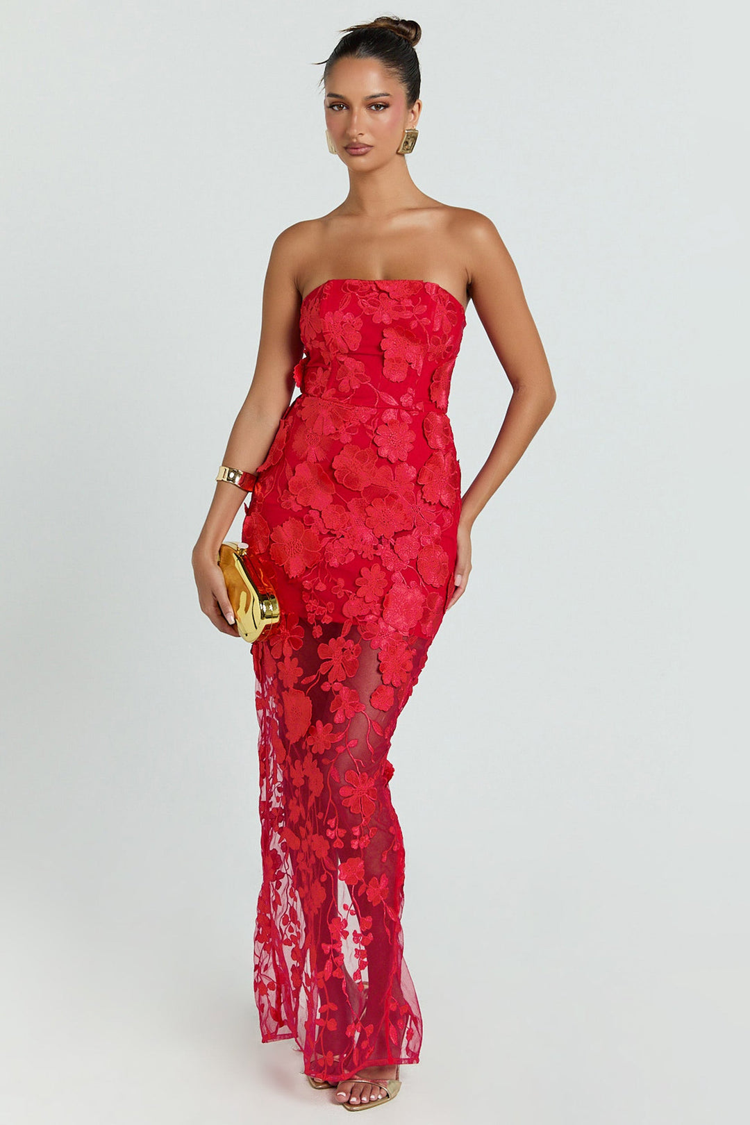 Vera | Embroidered Off-Shoulder Slit Midi Dress