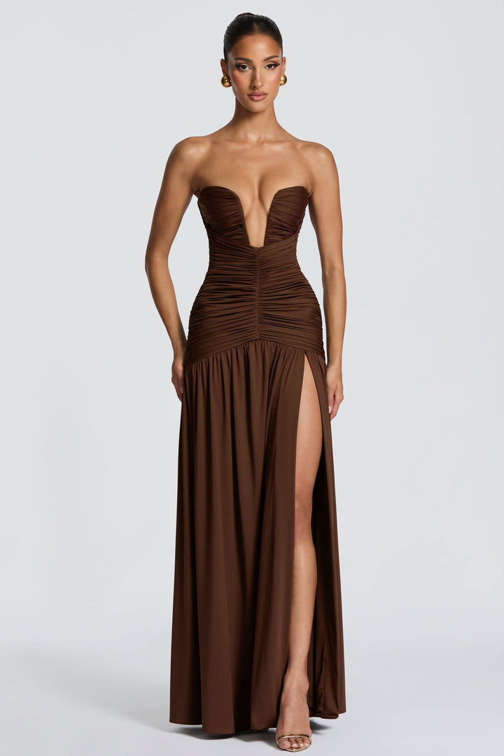 Tatum | Gathered Side Slit Maxi Dress