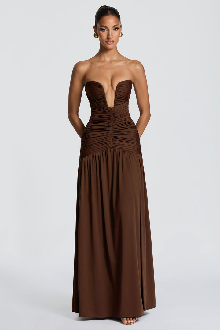 Tatum | Gathered Side Slit Maxi Dress