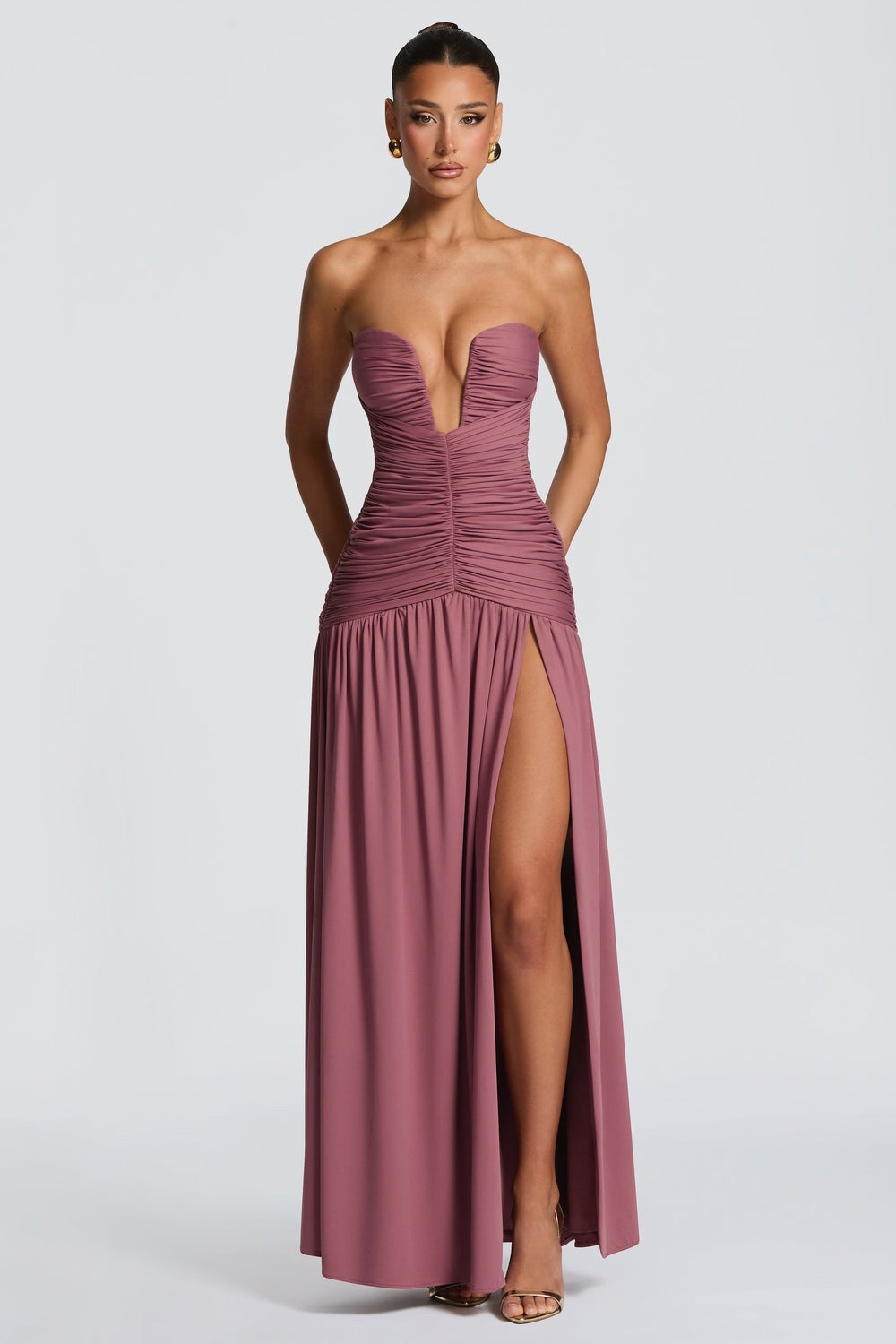 Tatum | Gathered Side Slit Maxi Dress