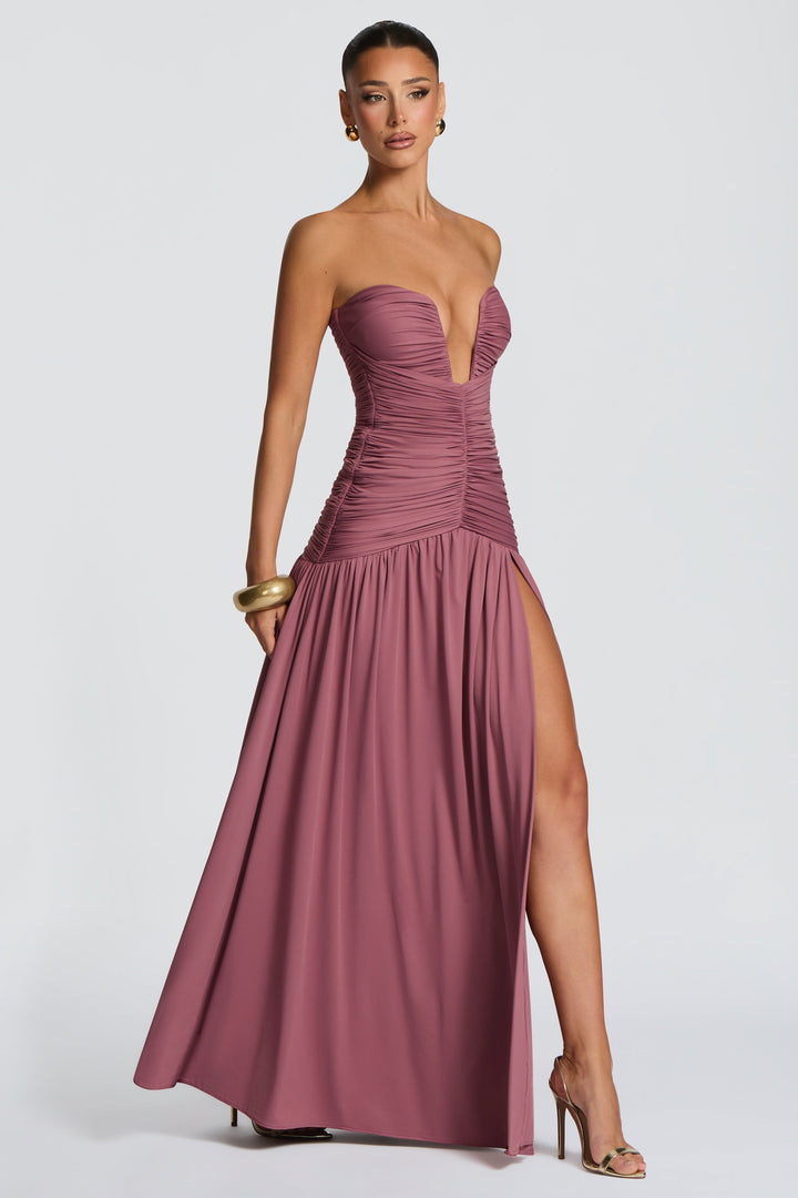 Tatum | Gathered Side Slit Maxi Dress