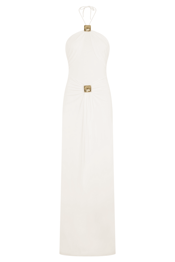 Amara | Metal Detail Halter Neck Maxi Dress